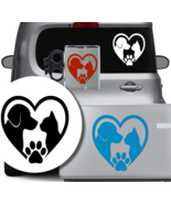 Heart Dog Cat Paw Print Vinyl Decal – Cute Pet Lover Sticker for Car Win... - $4.94+
