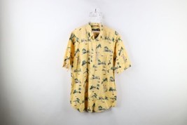 Vintage 90s Nautica Mens Medium Faded Ribbed All Over Print Golf Button Shirt - £31.78 GBP