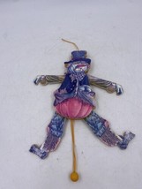 Vintage Wooden Double Sided Pull String Scarecrow Ornament Pumpkin Leg/Arms Move - £7.43 GBP