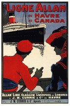 7572.Ligne Allan.Man &amp; woman dressed in red wait for boat.POSTER.art wall decor - £13.65 GBP+