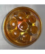 Vintage Marigold Carnival Glass Flower Frog Iridescent 7 Hole No Chips 2.5&quot; - $17.63 CAD