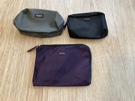 Lot of 3 Tumi For Delta Travel Case Makeup Bag Women’s Grey Black Purple - £29.85 GBP