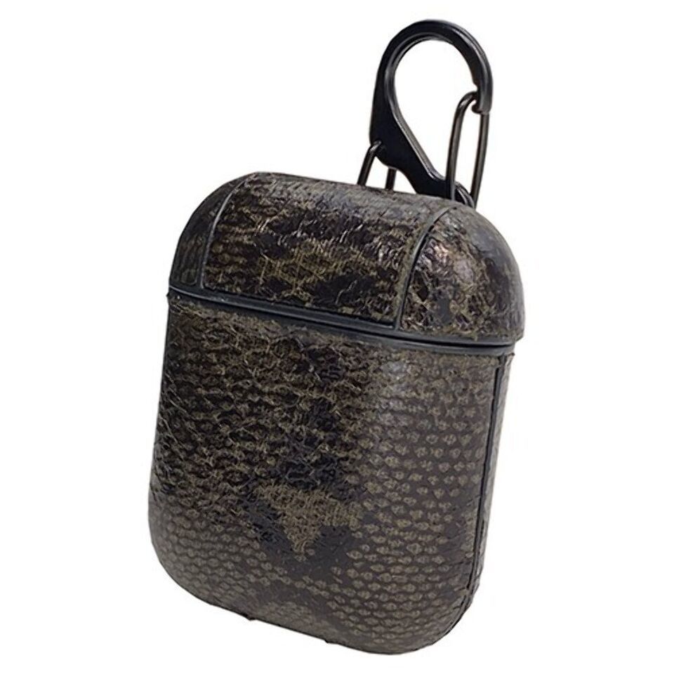 Snake Pattern Leather Case DARFK GREEN W/Carbineer Clip For AirPod AirPo... - $5.86