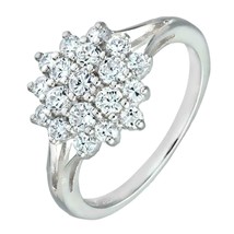 1.00 Carat Round Cut Diamond 18k White Gold Over Cluster Engagement Ring - £87.04 GBP