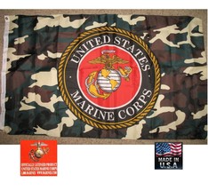 *Usa Made Usmc Us Marine Corps Camo Emblem Seal 3x5 Super Poly Flag Banner - £12.98 GBP