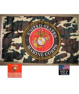 *USA MADE USMC US MARINE Corps CAMO EMBLEM SEAL 3x5 SuperPoly FLAG Banner - £12.53 GBP