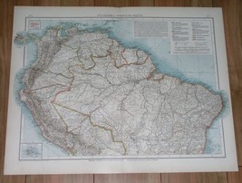 1899 Original Antique Map Of Brazil Ecuador Colombia Peru Guiana South America - £15.06 GBP