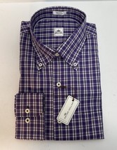 Peter Millar Men&#39;s Purple Check Button Down Long Sleeve Shirt New With T... - $49.95