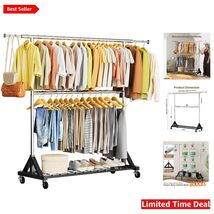 Heavy Duty Clothes Rack with Double Rod &amp; 600 LBS Capacity - Adjustable ... - $163.30