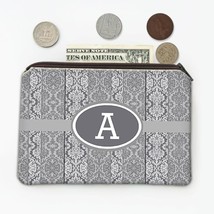 Antique Damask Pattern : Gift Coin Purse Grey Luxury Seamless Room Decor Wedding - £7.85 GBP