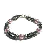 Double Strand Bracelet, Pink, Silver Metallic Accents with Lobster Clasp - $8.21 CAD