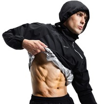 Sauna Suit For Men Zipper Sweat Sauna Jacket Pant Gym Workout Sweat Suit... - £117.24 GBP