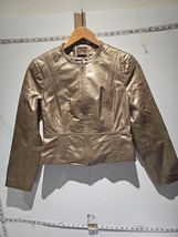 Ladies Real Leather Gold Jacket Size 12 Marks And Spencer Express Shipping - £70.47 GBP