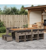  Patio Dining Set Set of 12 Grey PE rattan Large Foldable - €1.244,62 EUR