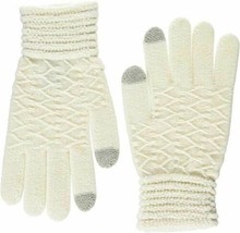 Steve Madden Women&#39;s Zigzag iTouch Touchscreen Gloves, White Ivory Metallic - £9.45 GBP