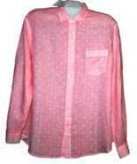 120% Lino Men&#39;s Hot Pink Polka Dot Linen Styled Italy Casual Shirt Size 4XL - £119.24 GBP