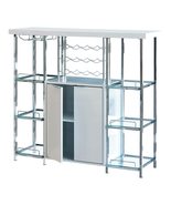 6 Glass Shelf Metal Frame Bar Cabinet with Power Outlet Clear and Chrome... - $678.14