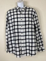 Saddlebred Men Size L Blk/Wht Check Button Up Shirt Long Sleeve Pocket - $6.52