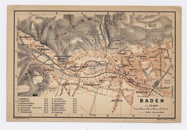 1903 Original Antique City Map Of Baden Bei Wien / Lower Austria - £19.20 GBP