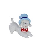 Vintage Spaghetti Poodle Dog Blue Hat Figurine White Red Bow Tie Bone China - $14.99