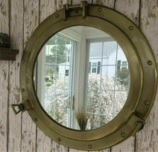 20&quot; Porthole Mirror Large Nautical Cabin Wall Porthole Antique Brass Finish Deco - £103.06 GBP