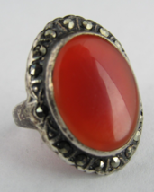 ANTIQUE sterling silver &amp; amber ladies ring 3g .925 size 4 OLD ESTATE SALE! - £37.27 GBP