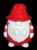 Rae Dunn Red White XOXO Gnome Polka Dots Rubber Seal Chunky LRG 10-1/4&quot; Canister - £50.59 GBP