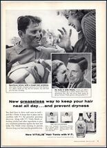 1950s Vitalis Hair Tonic with V-7 PRINT AD Sportscar Driver Mike Okeiff BX3 - $5.69