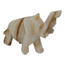 Hand Carved White Onyx Stone Elephant 3.5&quot; Figure - $14.84