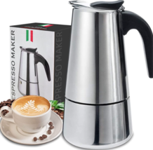 Stovetop Espresso Maker 6 Cup Moka Pot Italian Coffee Maker Percolator Silver - £23.19 GBP