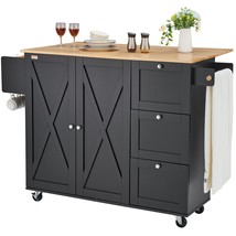 VEVOR Kitchen Island Cart Rolling Storage Cabinet on Wheel with Drawer & Shelves - $428.61 CAD