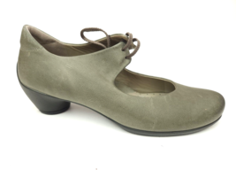 ECCO Sculptured Mary Jane Pumps Distressed Gray Leather Laces  EU 40 US 9-9.5 - £31.81 GBP