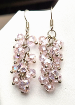 Premier Designs Pink  Aurora Borealis &amp; Glass Crystal Dangle Earrings &quot;Petals&quot; - £5.15 GBP