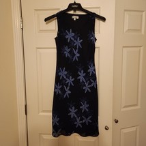 Dressbarn Sleeveless Floral Dress Size 6P Navy Blue With Powder Blue Des... - £12.07 GBP