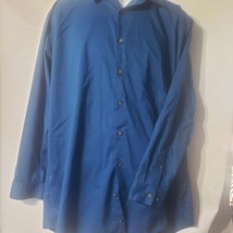 J Ferrar Men&#39;s Stretch Slim Fit Button Down Size XL 17-17.5 32-33 Blue - $11.88