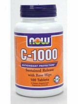 NEW NOW C-1000 SR with Rose Hips Vitamin C Antioxidant Supplement 100 tabs - £11.69 GBP
