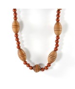 Wood and Glass Bead Necklace 26in Handmade Vintage Native American - $19.95