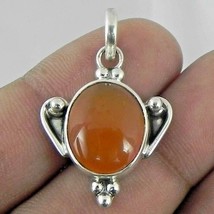 925 Sterling Silver Pendant Necklace Carnelian Gemstone Fine Jewelry PS-2019 - £35.06 GBP