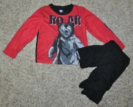 Boys Pajamas Jammin Jaws Grizzly 2 Pc Long Sleeve Shirt Pants Winter-size 6 - $14.85