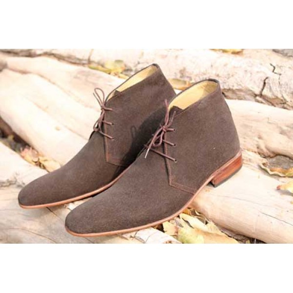 High Ankle Men Brown Chukka Lace Up Derby Plain Toe Genuine Leather Boot US 7-16