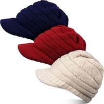 Women Winter Knit Hat Winter Brim Beanie Hats For Women Slouchy Beanie Cap With  - £27.32 GBP