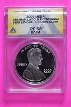 2009 PR 68 Lincoln Professional Bicentennial 1 OZ .999 Silver Medal ANAC... - $56.99
