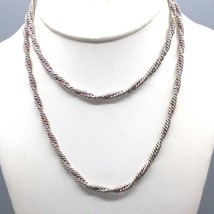 Vintage Crown Trifari Twisted Rope Chain Necklace Double Twist Silver Tone Chain - £30.57 GBP