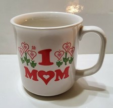 Vintage #1 Mom Hearts Flowers Coffee Mug Tea Cup Giftco Japan  - £10.92 GBP