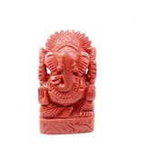 Red Coral Carved Lord Ganesha God Statue Idol Religious - €77,46 EUR