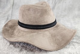 D&amp;y Hat Womens One Size Tan Faux Suede Floppy Wide Brim Braided Band Boh... - £33.33 GBP