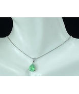 Platinum 900 1.67ct Pear cut Emerald pendant bead link necklace 3.8g 18&quot;... - £702.33 GBP