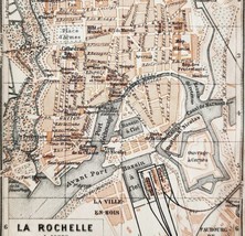 Map La Rochelle Southern France Rare 1914 Lithograph WW1 Street Mini DWAA20A - £31.46 GBP