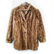 VINTAGE 60&#39;s Adolph Schuman Lilli Ann Caramel Brown FAUX FUR Leather Coat - £98.13 GBP