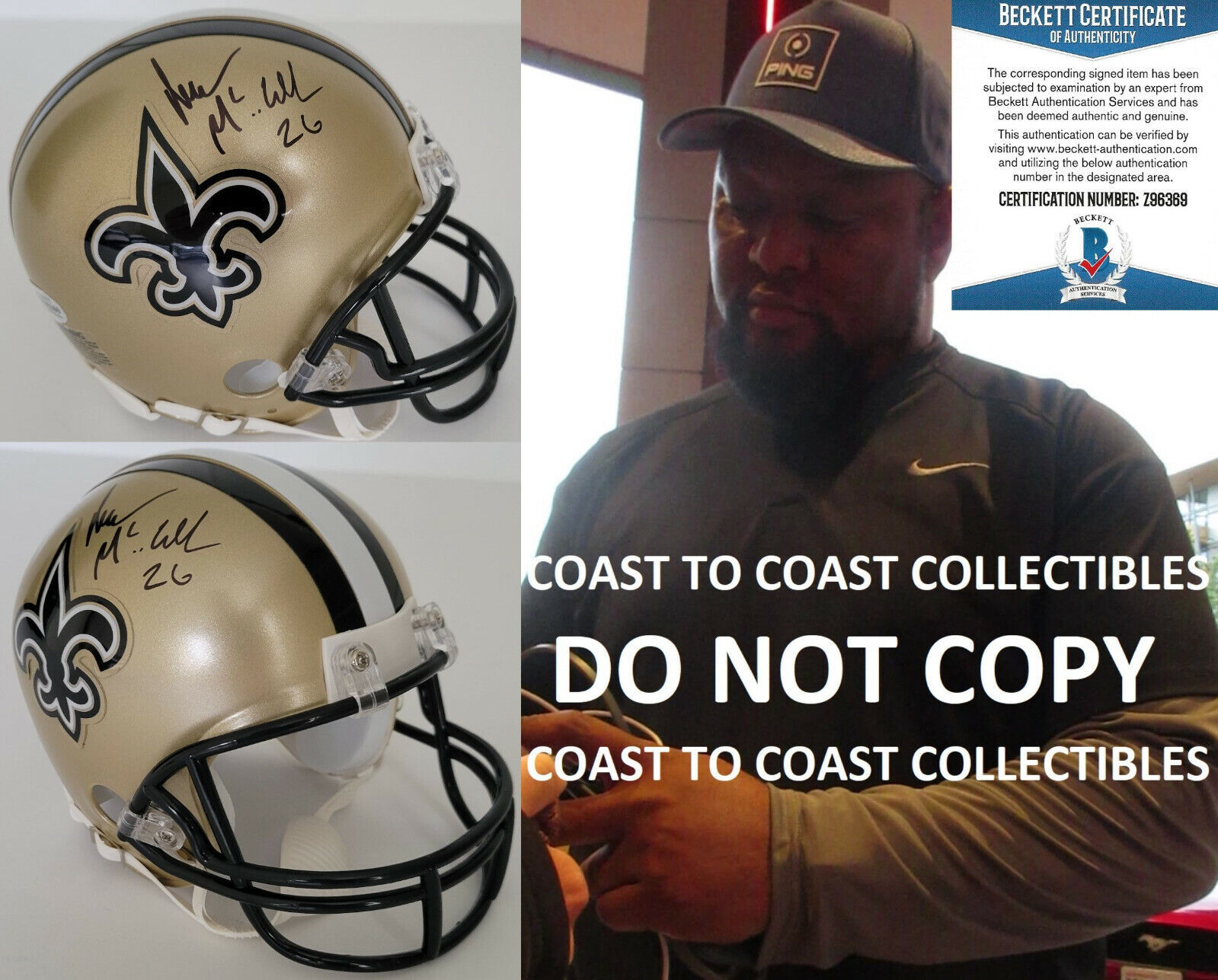 Deuce McAllister signed New Orleans Saints mini helmet proof Beckett aut... - £126.26 GBP